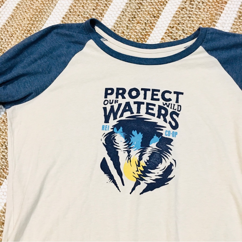 REI camping protect water baseball style shirt cotton global warming